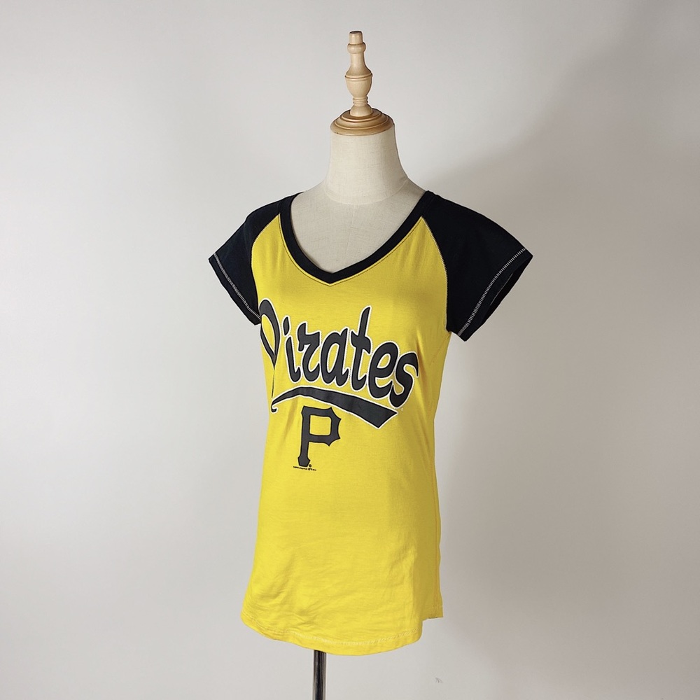 PITTSBURGH PIRATES V Neck Ladies Baseball T-Shirt Womens Medium - Picture 1 of 8